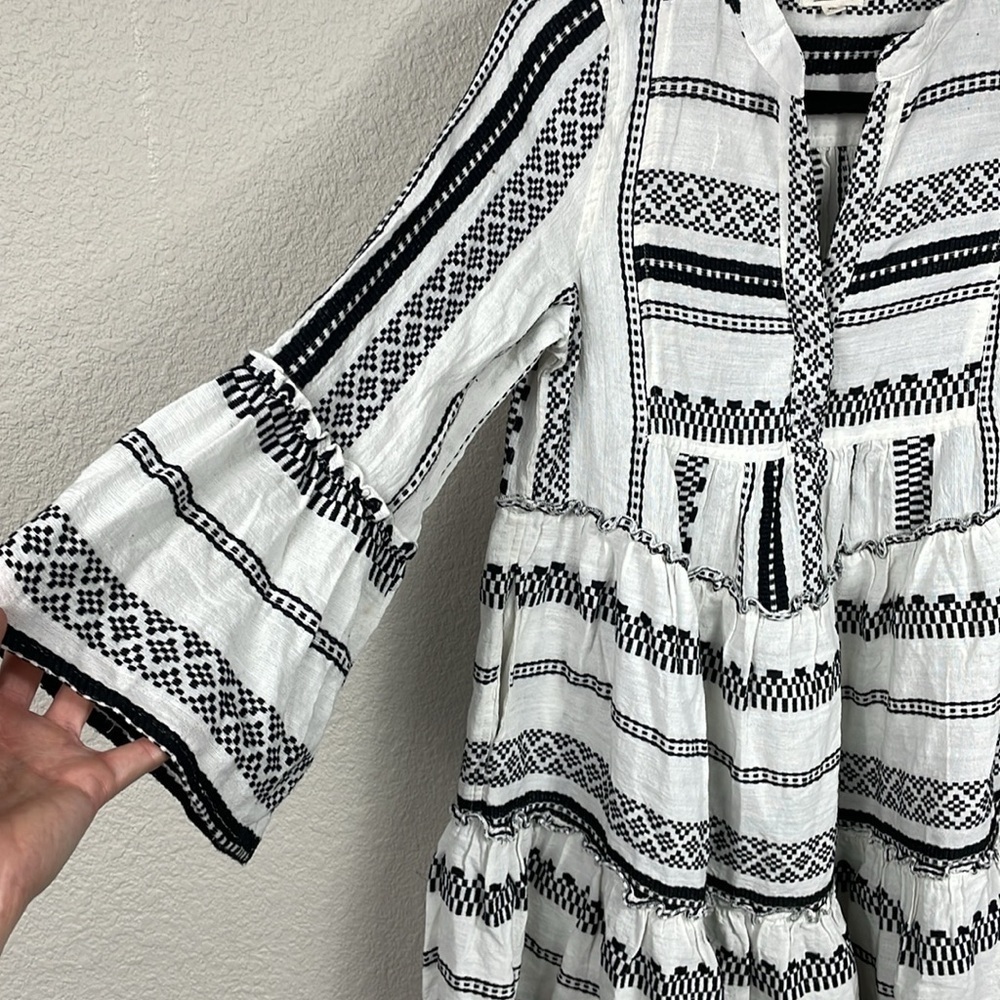 New Elan Cotton Cover Up Babydoll Mini Dress Swim Resort Black White Sz XS - Picture 7 of 15